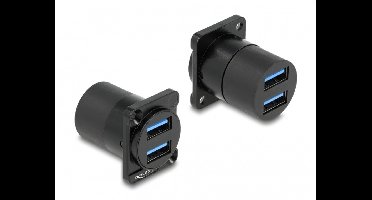 2x USB-A D-type module | USB3.0 5 Gbps | zwart