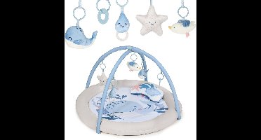 Kinderkraft COZYPLAY Educatief Speelkleed - Met 2 Knuffels, Bijtring en Spiegeltje - Wasbaar, Compact en Draagbaar - Ø91 cm - Nordic Breeze