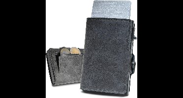 slimfin® Slim Wallet with Coin Compartment, Card Case, Men's Wallet, Small Card Holder, RFID Protection, Unisex, DarkGrey, Minimalist
