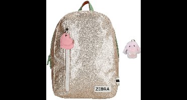Zebra Rugzak Gold Glamour Girls - rugtas goud glitter - kinderrugzak, schooltas + Bunny Hanger