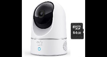 eufy Security Binnencamera 2K Pan & Tilt - Indoor Cam + MicroSDXC 64GB - Bundelvoordeel