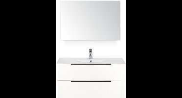 Seville Badmeubelset 100 cm - Wit Hoogglans Edge Greep - Wastafel Enjoy met Spiegelkast