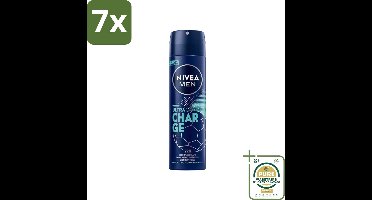 7 x Nivea - Men - Deodorant - Spray - Ultra Charge - 150 ml - Grootverpakking - Nivea Men Deodorant Spray - Ultra Charge - 48 Uur Bescherming - Anti-transpirant - Zweetbehandeling