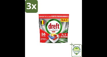 3 x Dreft – Vaatwastabletten – Platinum Plus All-in-One – Citroen – 19 Tabletten - Grootverpakking - Vaatwastabletten - Anti-dofheid - Glansherstel - Vaatwasser - Vaatwas