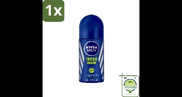 1 x Nivea - Men - Deodorant - Roller - Fresh Power - 50 ml - NIVEA MEN Deodorant - Deodorant Roller - Anti-transpirant - Mannelijke Geur - Muskusgeur