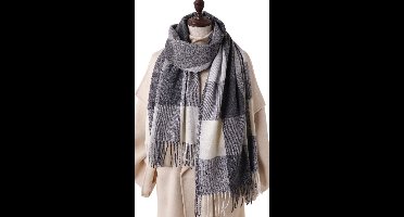 Dikke Warme Sjaal met Vintage Patroon – Omslagdoek met Kwasten - 200x60cm - Stijl 21