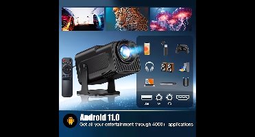 SWGOTA Mini Android 11 Smart Projector, Ondersteunt 4K Decodering, Native 1080P Videoherhaling, 400 Lumens, Uitgerust met WiFi 6 en BT5.2, Projector voor Films aan de Muur, Full HD Projector, Thuisbioscoopprojector, Ultra HD Projector