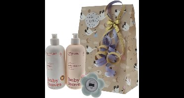 Attitude Baby Cadeauset – Body Leaves Verzorgingsset met Shampoo, Body Lotion en Avent Badthermometer – Natuurlijke verzorging, feestelijk verpakt – Luxe Verzorgingsset | Wellness Giftbox | Verwen Cadeaupakket voor Baby's