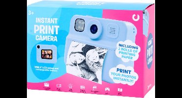 Instant Print Camera – Kindercamera met 2 Rollen Printpapier – Direct Print – 2.0” LCD Scherm – Blauw – Voor Kinderen vanaf 3 Jaar