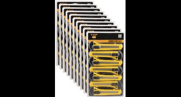TOPGEAR Afbreekmessenset – Stanleymessen Type – 10x Pakjes – 7 Afbreekmessen per Pak – 70 Afbreekmessen – Kunststof Houder 15 cm
