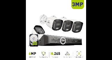 Beveiligingssysteem – Bewakingscamera – Veiligheidscamera – Camerabewaking – Nachtzichtcamera – 4TB HDD Variant – 3MP Bullet Camera’s – PoE Installatie & 30 Meter Nachtzicht