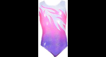 Pink Cheer Turnpakje Roze Paars met Wit maat 110-116 meisjes gympakje paarse witte