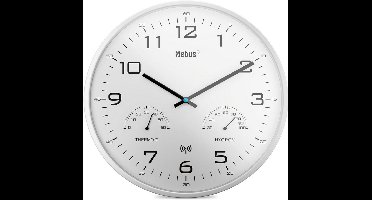 Wandklok tijdsein gestuurd met thermometer/ hygrometer, wit