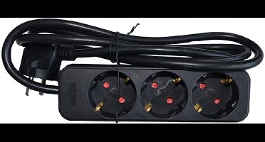 Q-Link Stekkerdoos 3-voudig met randaarde, zwart, snoer 1,4 m