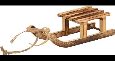 Mini Decoratieve slee - Bruine houten slee - Mini slee (B / H / D) 20x6x8cm - LET OP DE MAAT