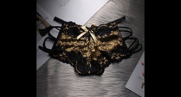 2 Stuks - Sexy stijlvolle Lingerie - Kanten Ondergoed - G-String Hoge Taille - Goud