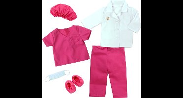 Sophia's by Teamson Kids Dokter Outfit voor 45.7 cm Poppen - Dokter of Verpleegster Rollenspel - Poppen Accessoires - Roze/Wit (Pop niet inbegrepen)