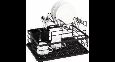 Kinghoff 1716 - Luxe Afdruiprek met bestekkorf en lekbak - Droogrek - Afdruiprek - 43 x 29 x 27 cm