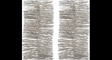 Decoris kerstslinger - 3x - zilver/champagne - 270 x 7 cm - folie/lametta - glans - kerstversiering