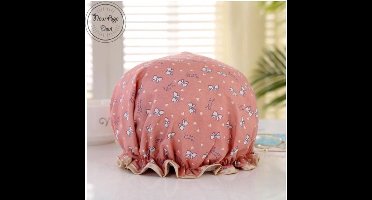 2  x Dikke Douche muts - Shower Cap - Pink Bow - Waterdicht - BadMuts - Dubbele Laag - Douchemuts Haar Cover Bedekking - Vrouwen Benodigdheden DoucheCap Badkamer Accessoires