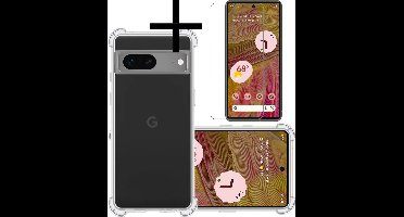 Hoesje - Met Screenprotector - Geschikt voor Google Pixel 7 - Sterk & Shockproof - Siliconen Case - Back Cover - Telefoon Hoes - Shock Proof - Transparant