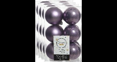 Decoris kerstballen - 48x st - heide lila paars - D6 cm - kunststof - mat/glans - kerstversiering