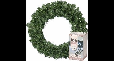 Decoris Kerstkrans - groen - D60 cm - 200 takken - incl. verlichting helder wit