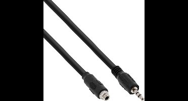 3,5mm Jack (m) - 3,5mm Jack (v) adapter met inbouw connector / zwart - 0,60 meter