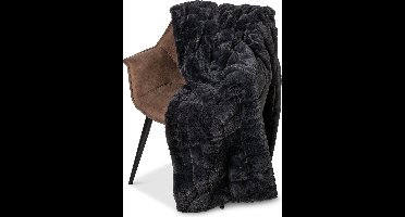 Wicotex - Plaid - Dekens - Fleece Plaid Jacquard Grand Foulard Bank Cube Donker Grijs - Afmeting 150x200cm Zacht en warme Fleece deken - Plaidfleece