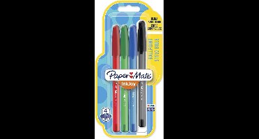 Paper Mate InkJoy 100ST-balpennen | Medium Punt (1,0 mm) | Zwart, Blauw, Rood en Groen | 5 stuks