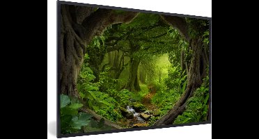PosterMonkey - Fotolijst - Jungle - Rivier - Boom - Groen - Stenen - Poster - Kader - Foto in lijst - 120x80 cm - Poster jungle - Posterlijst - Frame poster - Woondecoratie - Kerstversiering - Kerstdecoratie voor binnen - Kerstmis