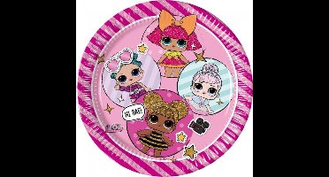 LOL Surprise borden 8 stuks - 23 cm - Party - Feest - Kartonnen bordjes - Roze - Feestje