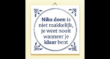 Tegeltje Niks doen is niet makkelijk van Ditverzinjeniet