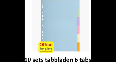 10 x Office Basics Tabbladen - 6 tabs - karton - beschrijfbaar