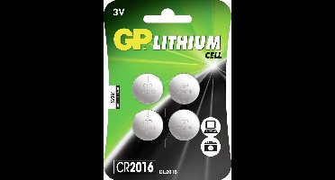 GP Lithium CR2016 knoopcelbatterijen - 4 stuks