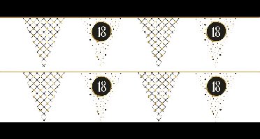 Haza 18 jaar verjaardag vlaggenlijn - 2x - versiering - leeftijd - vlaggetjes slinger - 600 cm - papier