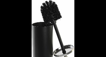 Items WC/Toiletborstel - 2x stuks - klassieke houder - polystone - zwart - 39 x 10 cm