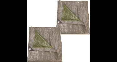 Talen Tools Afdekzeil/dekzeil - 2x - grijs/groen - kunststof - 140 gr/m2 - 1000 x 800 cm - waterdicht