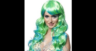 Boland - Pruik Aqua Groen - Golvend - Lang - Vrouwen - Zeemeermin - Fantasy - Zeemeermin