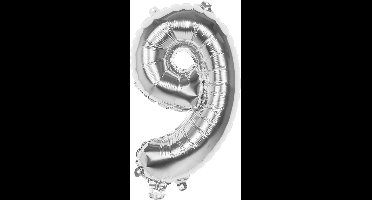Boland - Folieballon '9' zilver (36 cm) 9 - Zilver - Cijfer ballon