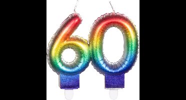 Boland - Kaarsje '60' regenboog 60 Multi - Regenboog - Regenboog