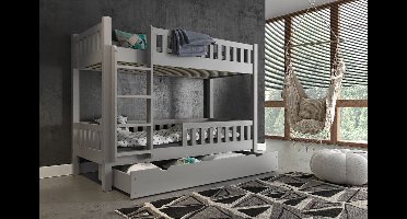 Rockwood® Stapelbed Tom Grey inclusief montage Inclusief 3 lattenbodems en 2 matrassen bovenbed Saturnus