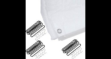 FX Tools - Afdekzeil wit 3 x 4 meter met 15x spanrubbers en S-haken