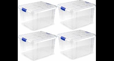 10x Opslagbakken/organizers met deksel 25 liter 42 cm transparant - Opbergbakken - Organizers/opbergbakken - Woonkamer/badkamer spullen opruimen
