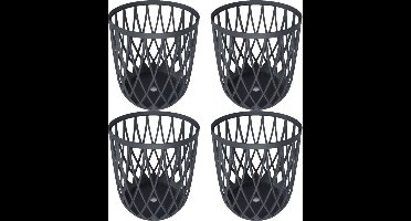 4x Stuks kunststof opbergmanden antraciet 39 cm - opbergen/opruimen van spullen