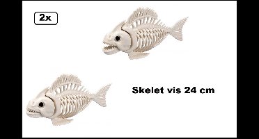 2x Skelet vis piranha 24 cm - Halloween horror skeletten griezel creepy thema feest festival horrornight