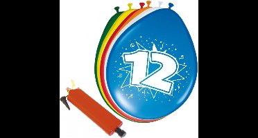 Folat - Verjaardag ballonnen pakket 12 jaar - 32x stuks met ballonpomp