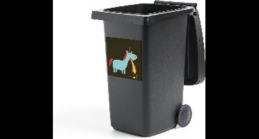 Container sticker Eenhoorn illustratie - Een illustratie van een eenhoorn die overgeeft Klikosticker - 40x40 cm - kliko sticker - weerbestendige containersticker