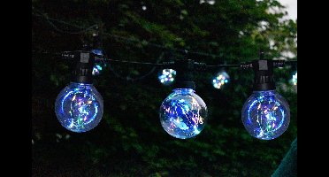 Tuinverlichting - Lichtsnoer - Kerstverlichting - 10 Bollampen - Elke lamp met 10 stuks multi LED - 4,5 meter - Voor buiten - Kerst - Feestdagen