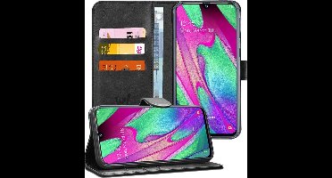 Hoesje geschikt voor Samsung Galaxy A40 - Book Case Kunstleer Pasjeshouder Zwart